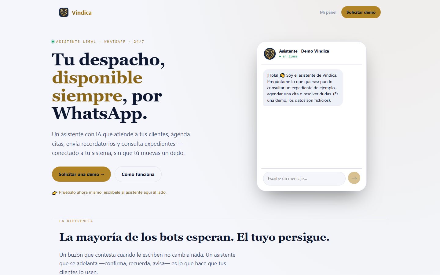 Bot de WhatsApp — asistente legal disponible 24/7