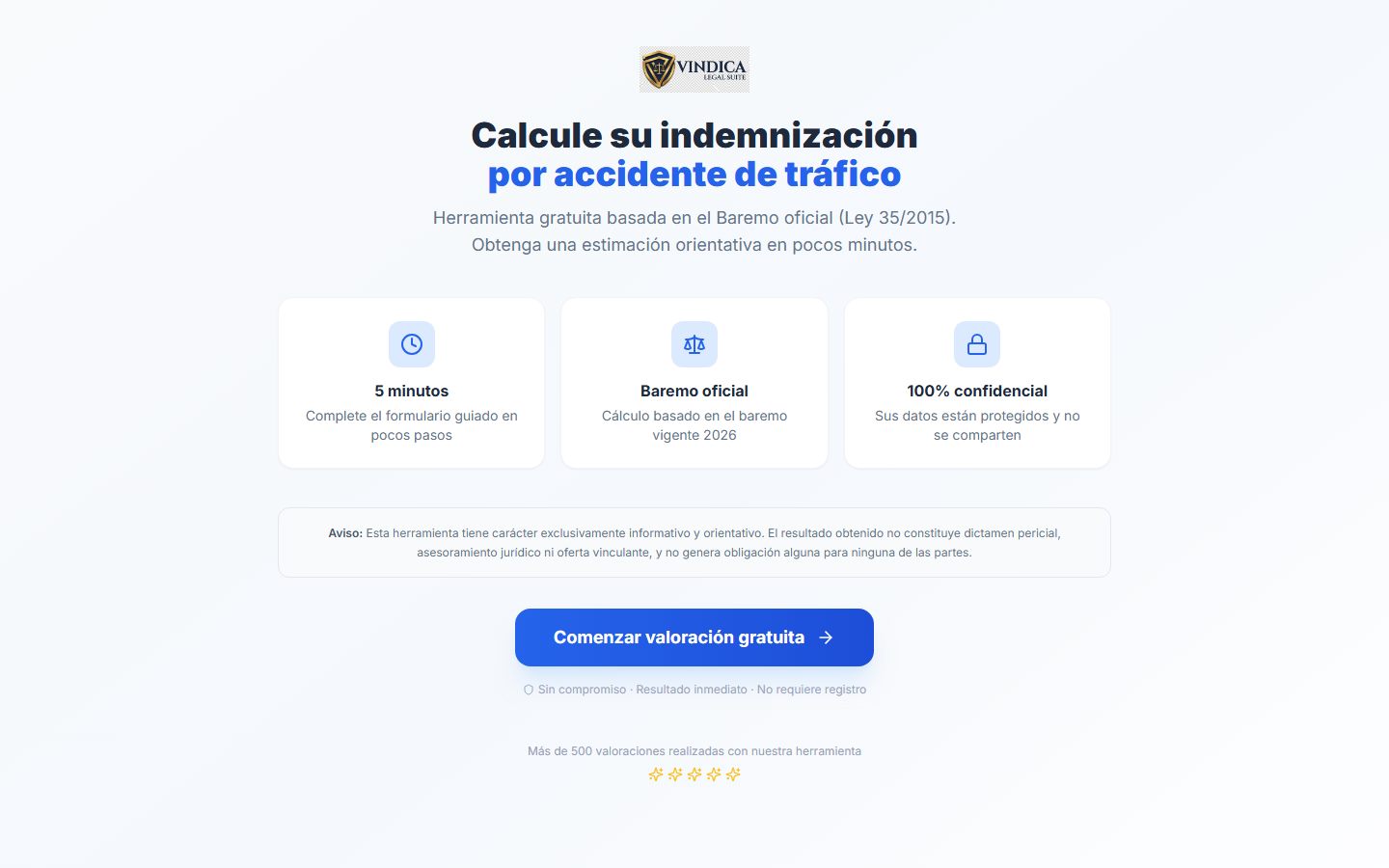 Calculadora de indemnizaciones por accidente de tráfico
